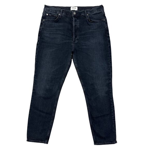 Agolde Nico High Rise Slim Jeans Women 32" Black Stretch Button Fly Spirit *READ - Picture 1 of 11